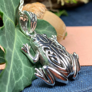 Frog Necklace, Tree Frog Jewelry, Celtic Frog Pendant, Animal Jewelry, Irish Jewelry, Anniversary Gift, Mom Gift, Frog Gift, Wife Gift