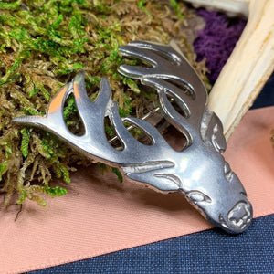 Stag Brooch, Scotland Jewelry, Scottish Pin, Hunter Gift, Stag Pin, Scottish Kilt Pin, Animal Jewelry, Pewter Scotland Pin, Tartan Pin