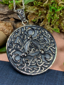 Rabbit Necklace, Triple Hare Pendant, Animal Jewelry, Nature Necklace, Celtic Jewelry, Hare Jewelry, Wiccan Jewelry, Goddess Jewelry