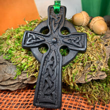 Load image into Gallery viewer, Celtic Cross Ornament, Turf Hanging Ornament, Christmas Tree Ornament, Ireland Gift, Irish Turf Gift, Housewarming Gift, New Home Gift
