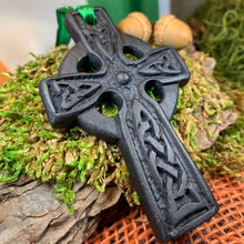 Load image into Gallery viewer, Celtic Cross Ornament, Turf Hanging Ornament, Christmas Tree Ornament, Ireland Gift, Irish Turf Gift, Housewarming Gift, New Home Gift
