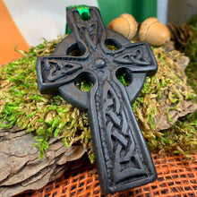 Load image into Gallery viewer, Celtic Cross Ornament, Turf Hanging Ornament, Christmas Tree Ornament, Ireland Gift, Irish Turf Gift, Housewarming Gift, New Home Gift
