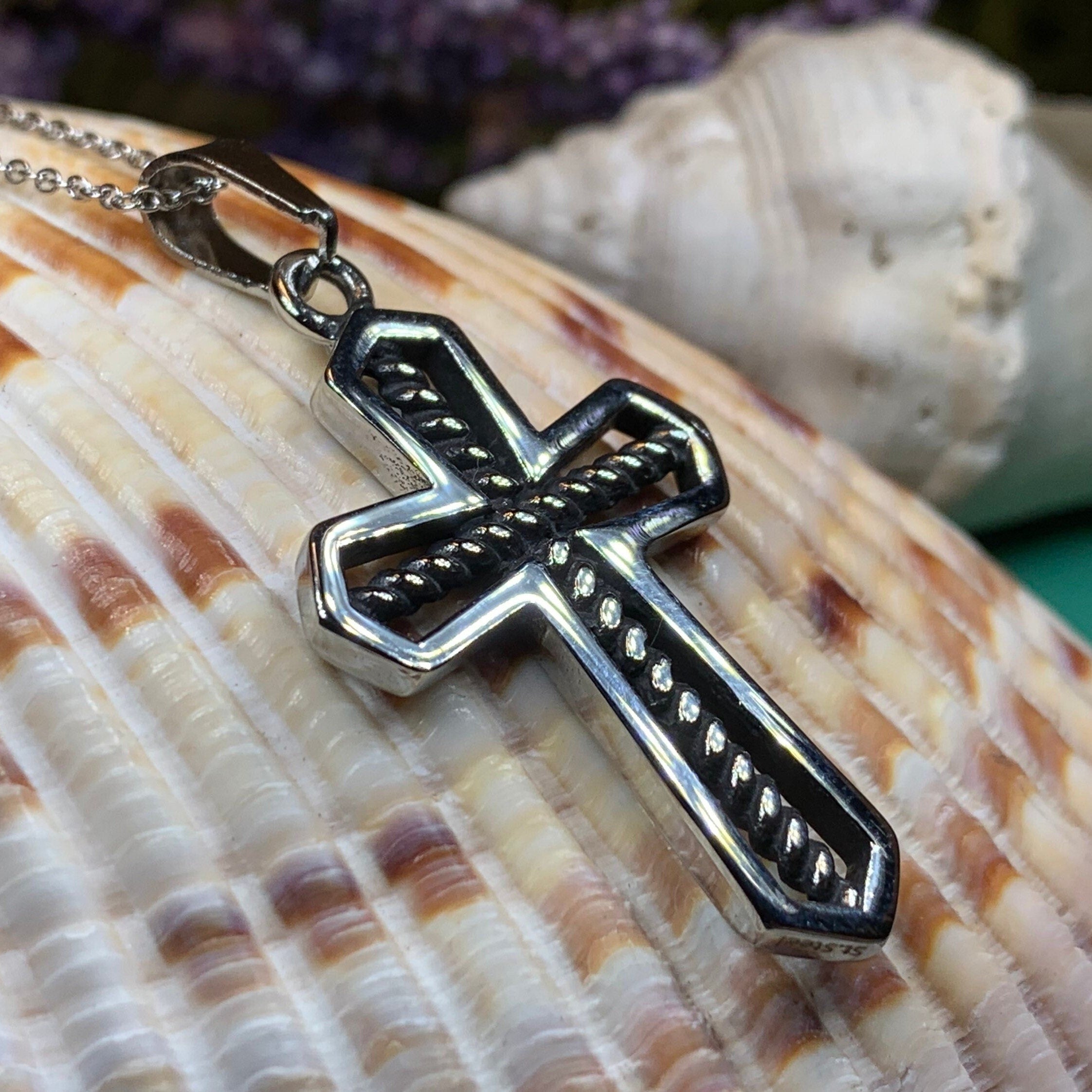 Bold Celtic Cross Necklace Celtic Crystal Design Jewelry