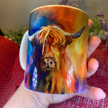 Load image into Gallery viewer, Highland Cow Mug, Scotland Gift, Scottish Mug, Ceramic Mug, Cow Lover Gift, Outlander Gift, Coffee Mug Gift, Mom Gift, Dad Gift, Wife Gift
