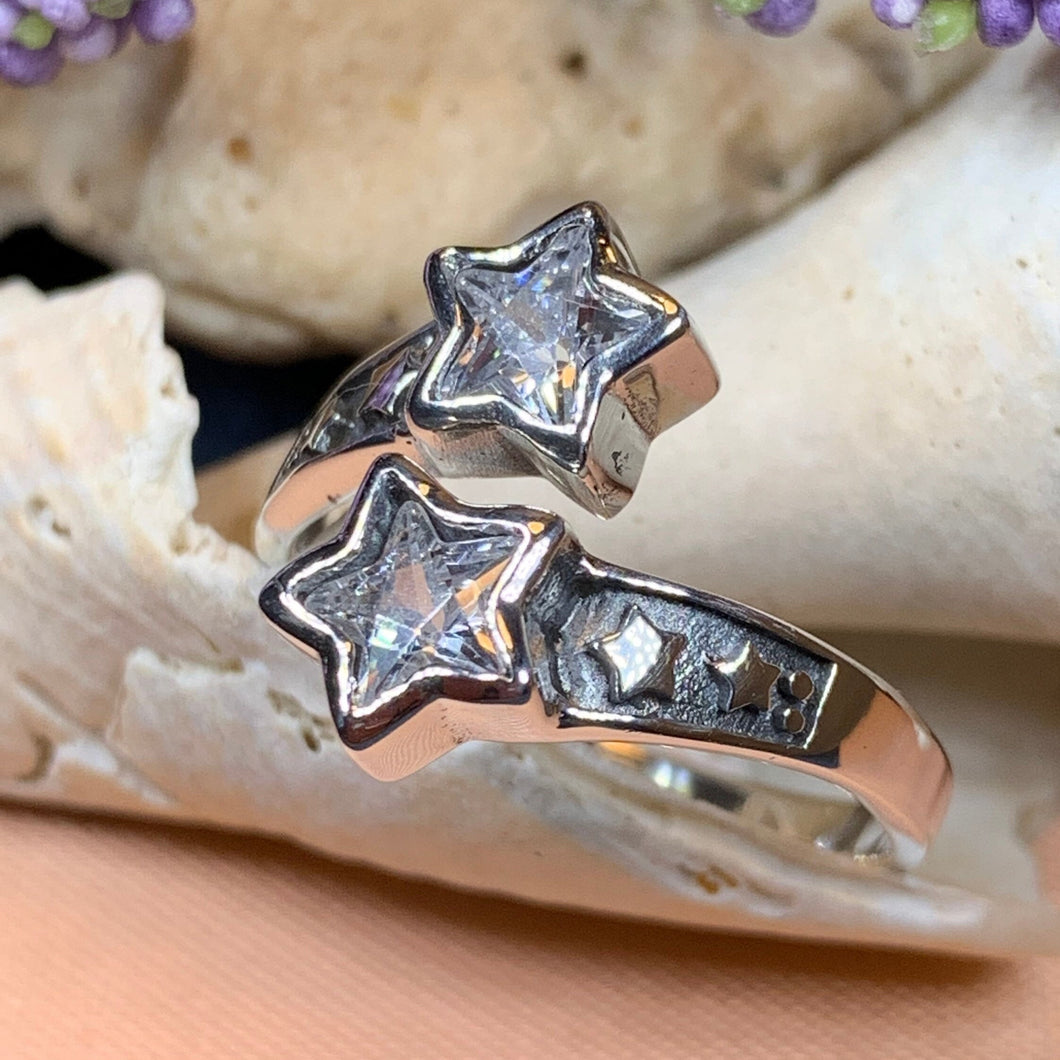 Double Shooting Stars Ring – Celtic Crystal Design Jewelry