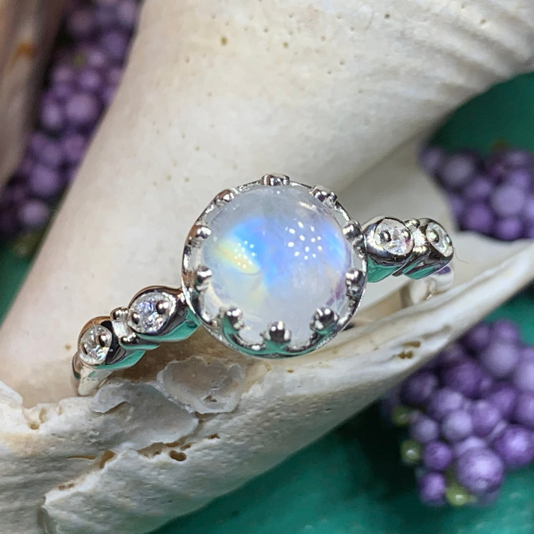 Moonstone Ring, Promise Ring, Engagement Ring, Celtic Jewelry, Anniversary Gift, Wiccan Jewelry, Boho Statement Ring, Cocktail Ring