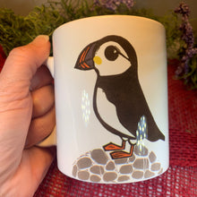 Load image into Gallery viewer, Puffin Mug, Scotland Gift, Scottish Bird Mug, Ceramic Mug, Bird Lover Gift, Outlander Gift, Coffee Mug Gift, Mom Gift, Dad Gift, Wife Gift
