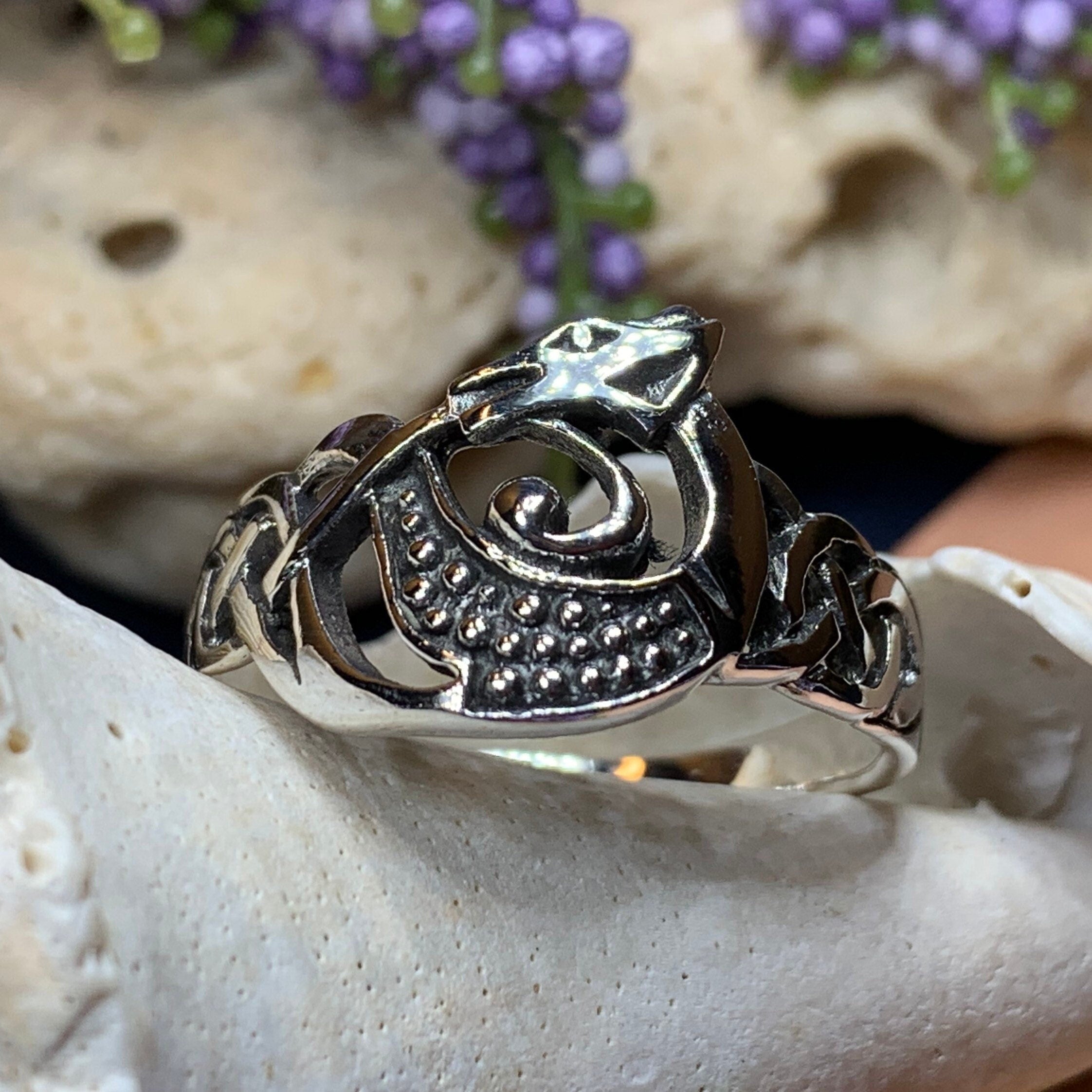 Celtic Dragon Ring, Celtic Ring, Norse Ring, Silver Boho Ring, Irish Ring, Irish Dance Gift, Anniversary Gift, Ireland Ring, Wiccan Ring