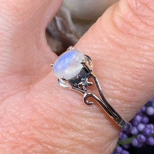 Moonstone Ring, Promise Ring, Boho Statement Ring, Solitaire Ring, Anniversary Gift, Celtic Knot Ring, Irish Ring, Mom Gift, Wife Gift