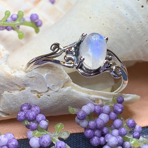 Moonstone Ring, Promise Ring, Boho Statement Ring, Solitaire Ring, Anniversary Gift, Celtic Knot Ring, Irish Ring, Mom Gift, Wife Gift