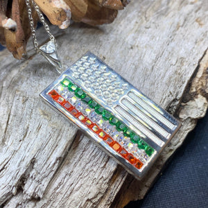 American Flag Pendant, Ireland Flag Necklace, American Flag Necklace, Irish Flag Jewelry, Flag Jewelry, Bagpiper Gift, Patriotic Gift