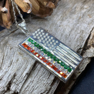 American Flag Pendant, Ireland Flag Necklace, American Flag Necklace, Irish Flag Jewelry, Flag Jewelry, Bagpiper Gift, Patriotic Gift