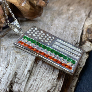 American Flag Pendant, Ireland Flag Necklace, American Flag Necklace, Irish Flag Jewelry, Flag Jewelry, Bagpiper Gift, Patriotic Gift