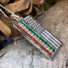 Load image into Gallery viewer, American Flag Pendant, Ireland Flag Necklace, American Flag Necklace, Irish Flag Jewelry, Flag Jewelry, Bagpiper Gift, Patriotic Gift
