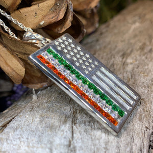 American Flag Pendant, Ireland Flag Necklace, American Flag Necklace, Irish Flag Jewelry, Flag Jewelry, Bagpiper Gift, Patriotic Gift