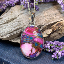 Load image into Gallery viewer, Pink Sunset Copper Turquoise Necklace, Celtic Jewelry, Purple Amethyst Jewelry, Purple Jewelry, Boho Necklace, Wife Gift, Mom Gift
