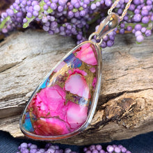 Load image into Gallery viewer, Pink Sunset Copper Turquoise Necklace, Celtic Jewelry, Purple Amethyst Jewelry, Purple Jewelry, Boho Necklace, Wife Gift, Mom Gift
