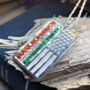 American Flag Pendant, Ireland Flag Necklace, American Flag Necklace, Irish Flag Jewelry, Flag Jewelry, Bagpiper Gift, Patriotic Gift