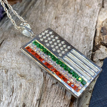 Load image into Gallery viewer, American Flag Pendant, Ireland Flag Necklace, American Flag Necklace, Irish Flag Jewelry, Flag Jewelry, Bagpiper Gift, Patriotic Gift
