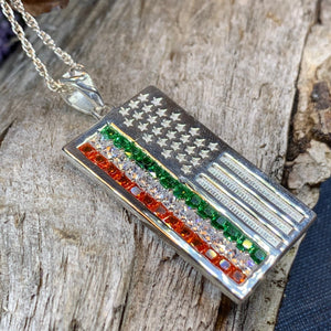 American Flag Pendant, Ireland Flag Necklace, American Flag Necklace, Irish Flag Jewelry, Flag Jewelry, Bagpiper Gift, Patriotic Gift