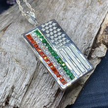 Load image into Gallery viewer, American Flag Pendant, Ireland Flag Necklace, American Flag Necklace, Irish Flag Jewelry, Flag Jewelry, Bagpiper Gift, Patriotic Gift
