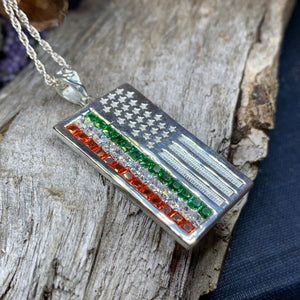 American Flag Pendant, Ireland Flag Necklace, American Flag Necklace, Irish Flag Jewelry, Flag Jewelry, Bagpiper Gift, Patriotic Gift