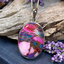 Load image into Gallery viewer, Pink Sunset Copper Turquoise Necklace, Celtic Jewelry, Purple Amethyst Jewelry, Purple Jewelry, Boho Necklace, Wife Gift, Mom Gift
