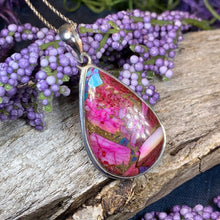 Load image into Gallery viewer, Pink Sunset Copper Turquoise Necklace, Celtic Jewelry, Purple Amethyst Jewelry, Purple Jewelry, Boho Necklace, Wife Gift, Mom Gift
