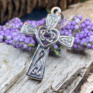 Celtic Cross Necklace, Irish Jewelry, Celtic Jewelry, Celtic Heart Pendant, Scotland Jewelry, First Communion Gift, Girls Confirmation Gift