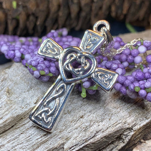 Celtic Cross Necklace, Irish Jewelry, Celtic Jewelry, Celtic Heart Pendant, Scotland Jewelry, First Communion Gift, Girls Confirmation Gift