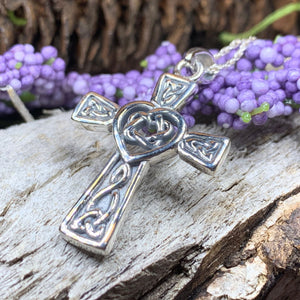 Celtic Cross Necklace, Irish Jewelry, Celtic Jewelry, Celtic Heart Pendant, Scotland Jewelry, First Communion Gift, Girls Confirmation Gift