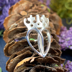 Luckenbooth Ring, Outlander Jewelry, Thistle Ring, Scotland Jewelry, Bridal Jewelry, Amethyst Ring, Heart Ring, Promise Ring, Wife Gift