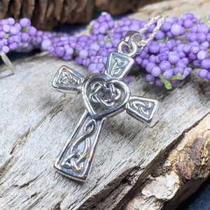 Celtic Cross Necklace, Irish Jewelry, Celtic Jewelry, Celtic Heart Pendant, Scotland Jewelry, First Communion Gift, Girls Confirmation Gift