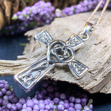 Load image into Gallery viewer, Celtic Cross Necklace, Irish Jewelry, Celtic Jewelry, Celtic Heart Pendant, Scotland Jewelry, First Communion Gift, Girls Confirmation Gift
