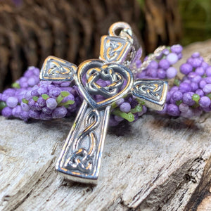 Celtic Cross Necklace, Irish Jewelry, Celtic Jewelry, Celtic Heart Pendant, Scotland Jewelry, First Communion Gift, Girls Confirmation Gift