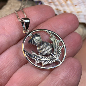 Thistle Necklace, Celtic Jewelry, Scotland Jewelry, Celtic Pendant, Nature Jewelry, Flower Jewelry, Outlander Jewelry, Nature Necklace