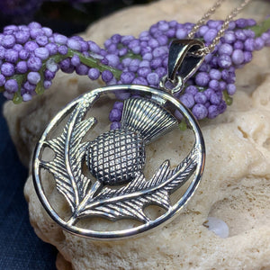 Thistle Necklace, Celtic Jewelry, Scotland Jewelry, Celtic Pendant, Nature Jewelry, Flower Jewelry, Outlander Jewelry, Nature Necklace