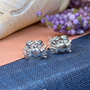 Crab Stud Earrings, Nautical Jewelry, Celtic Jewelry, Anniversary Gift, Sterling Silver Post Earrings, Mom Gift, Sister Gift, Wife Gift