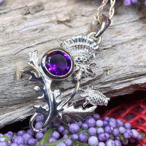 Thistle Necklace, Celtic Jewelry, Scotland Jewelry, Wife Gift, Celtic Knot Jewelry, Outlander Jewelry, Anniversary Gift, Scottish Necklace