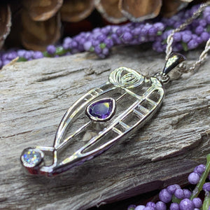 Mackintosh Necklace, Scottish Jewelry, Amethyst Pendant, Celtic Jewelry, Art Deco Pendant, Anniversary Gift, Scotland Necklace, Wife Gift