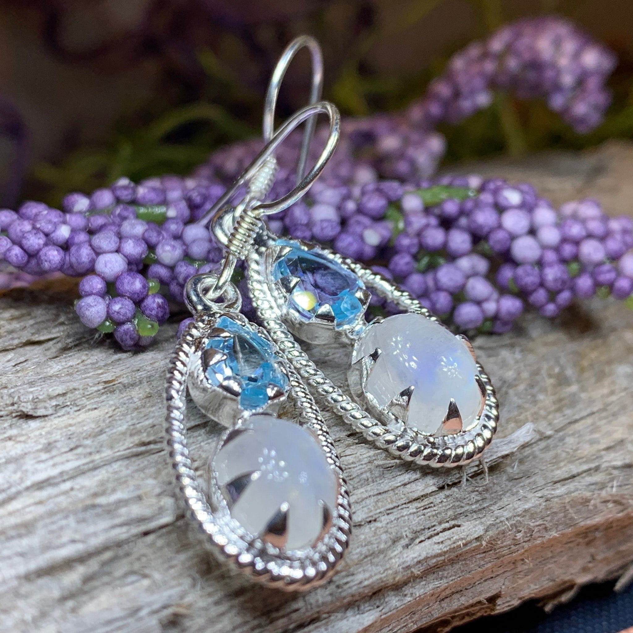 Catalina Earrings - Blue Moonstone – Andrea Montgomery Designs