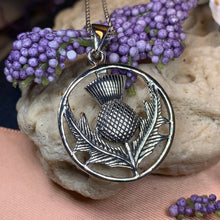 Load image into Gallery viewer, Thistle Necklace, Celtic Jewelry, Scotland Jewelry, Celtic Pendant, Nature Jewelry, Flower Jewelry, Outlander Jewelry, Nature Necklace
