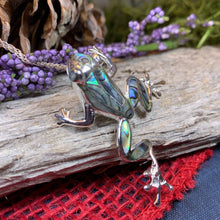 Load image into Gallery viewer, Frog Necklace, Tree Frog Jewelry, Nature Jewelry, Abalone Jewelry, Shell Jewelry, Animal Jewelry, Anniversary Gift, Mom Gift, Sister Gift
