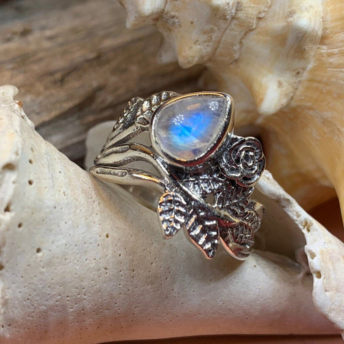 Wild Irish Rose Ring, Silver Boho Ring, Irish Ring, Garnet Jewelry, Celtic Jewelry, Anniversary Gift, Wiccan Jewelry, Wife Gift, Flower Ring