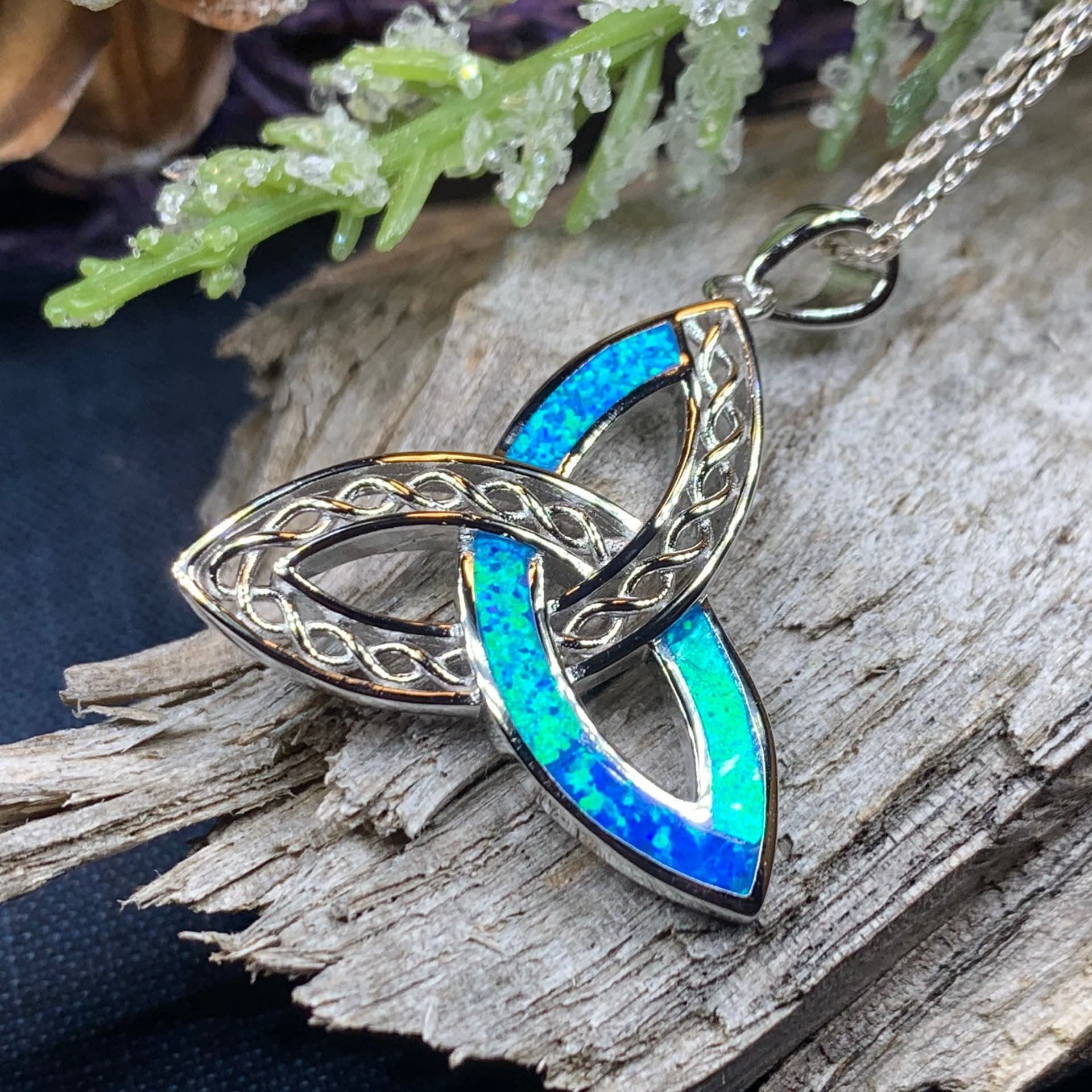 Fire Opal Celtic Knot Necklace