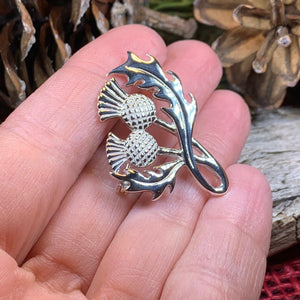 Thistle Brooch, Scotland Jewelry, Celtic Pin, Outlander Gift, Thistle Jewelry, Scottish Gift, Flower Pin, Anniversary Gift, Silver Mom Gift