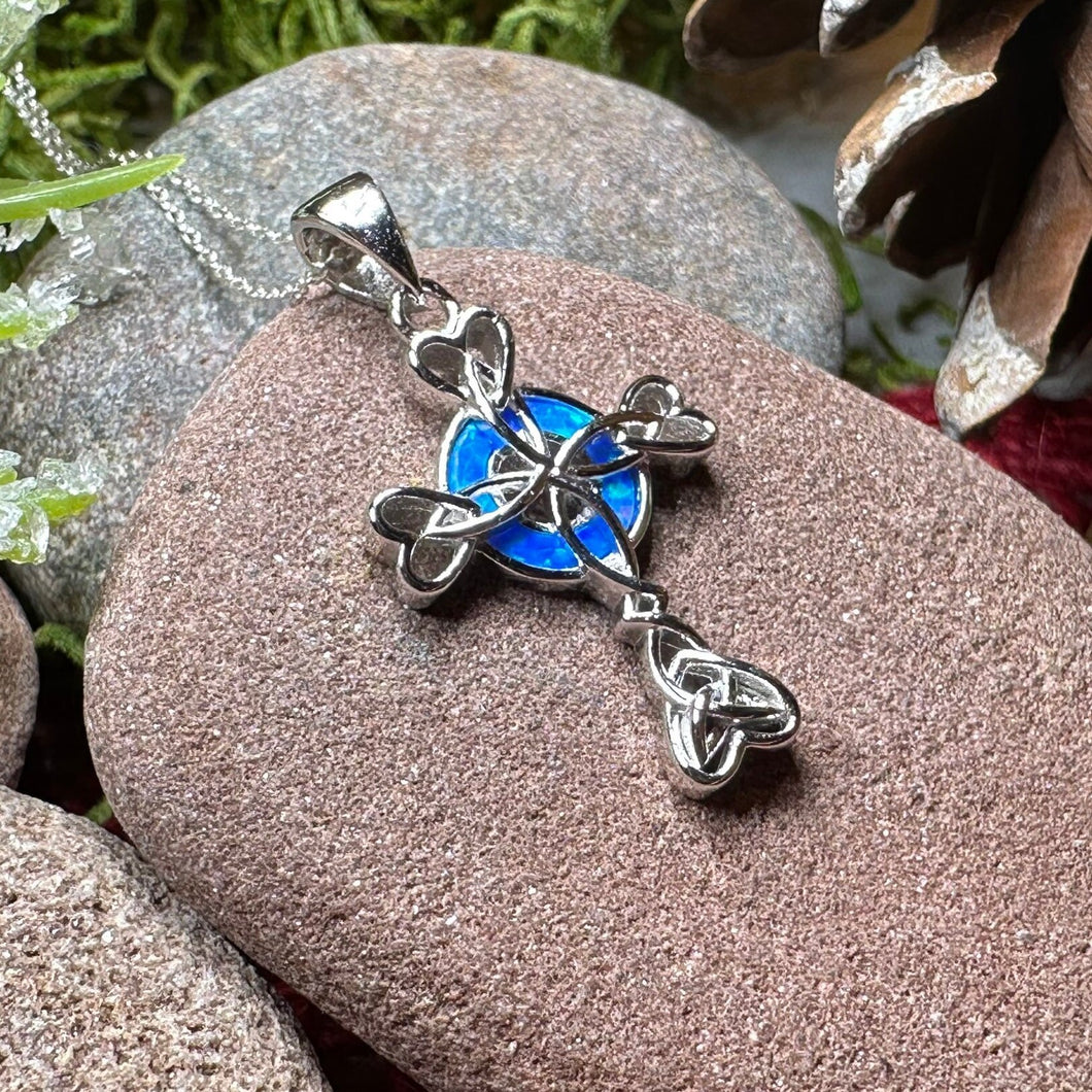 Celtic Cross Necklace, Irish Jewelry, Celtic Jewelry, First Communion Gift, Confirmation Gift, Irish Cross, Religious Jewelry, Opal Mom Gift