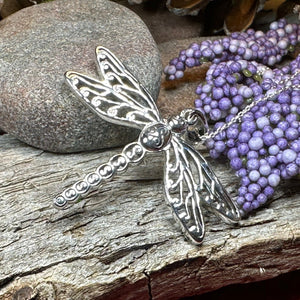 Dragonfly Necklace, Irish Jewelry, Outlander Jewelry, Anniversary Gift, Triple Spiral Jewelry, Celtic Jewelry, Wiccan Jewelry, Mom Gift