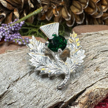 Load image into Gallery viewer, Thistle Brooch, Celtic Jewelry, Scottish Pin, Bridal Jewelry, Anniversary Gift, Tartan Pin, Celtic Brooch, Scotland Jewelry, Outlander Pin
