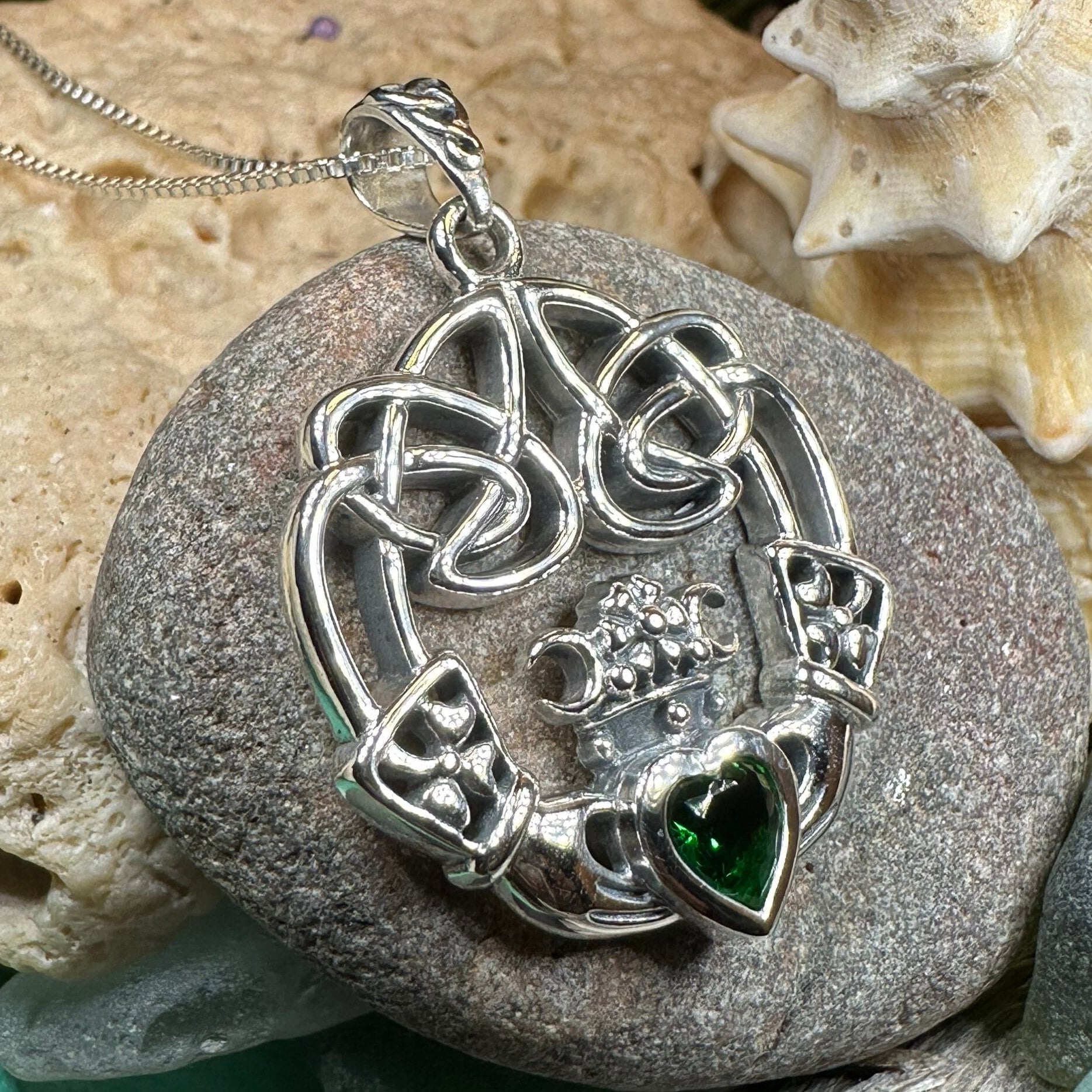 Celtic Sterling Silver Claddagh Pendant · Urban Sterling Silver